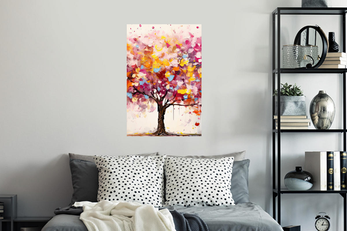 WANDTATTOO Aquarell - Baum - Kunst - Abstrakt 40x60 cm - Multicolor, Kunststoff (40/60/0.1cm) - MuchoWow