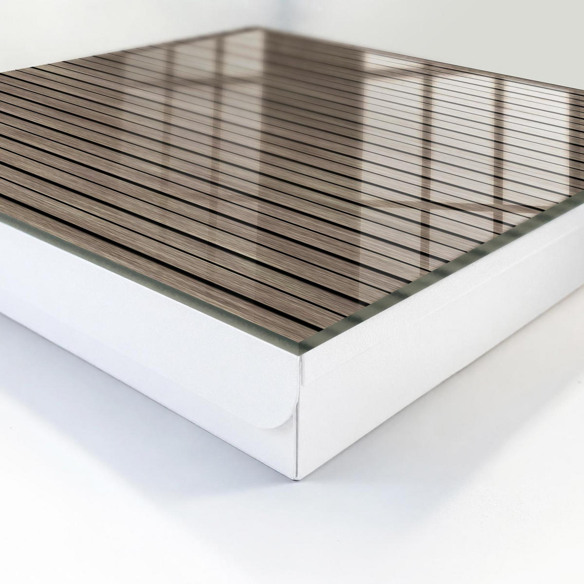 SCHLÜSSELBOX Weiß 30x30 cm – Türöffnung nach rechts - Holzbretter - Braun, Metall (30/30/5cm) - TULUP