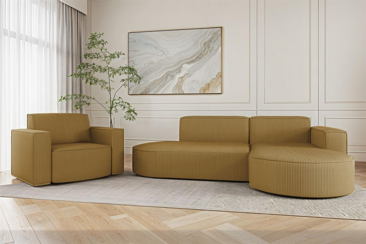 SESSEL Palma In Stoff Scala - Gelb, Holzwerkstoff/Textil (98/74/89cm) - Fun Möbel