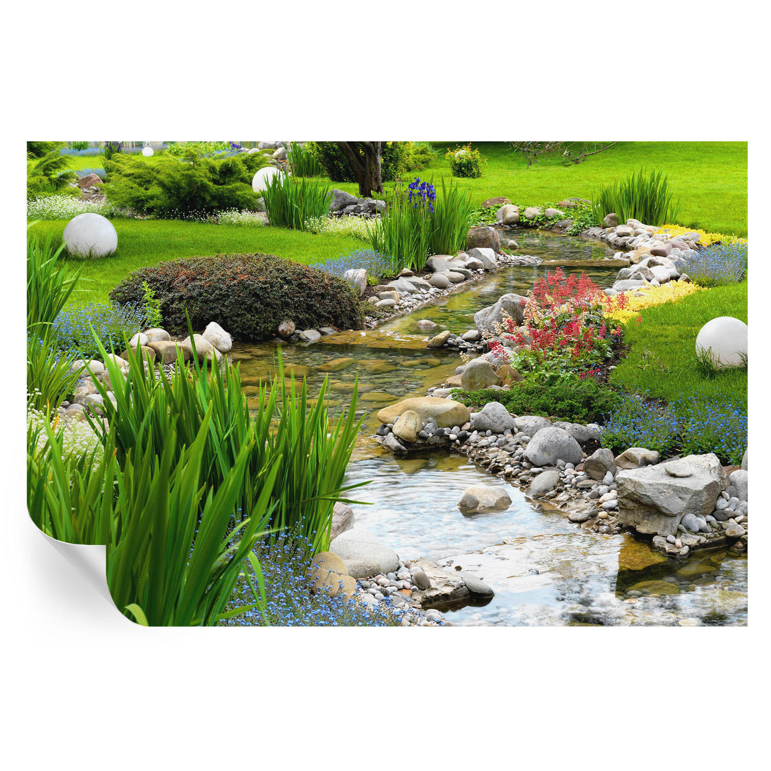 FOTOTAPETE 104x70 cm - Idyllischer Garten - Grün, Textil (104/70cm) - Wallfluent