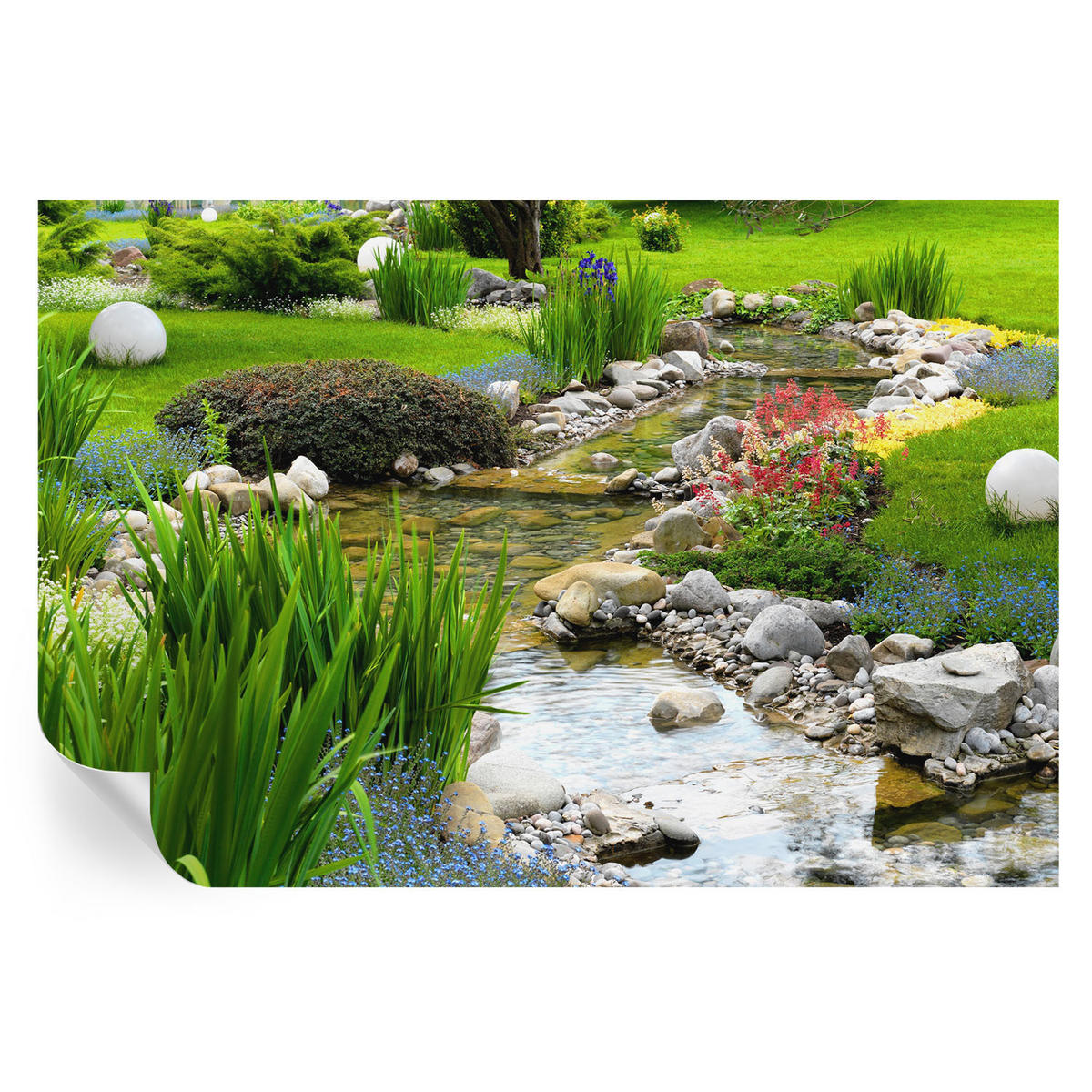 FOTOTAPETE 104x70 cm - Idyllischer Garten - Grün, Textil (104/70cm) - Wallfluent