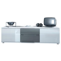 LOWBOARD Linio Grau Hochglanz - Weiß Hochglanz/Grau, Holzwerkstoff (138.5/37.5/35cm) - Vladon