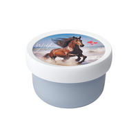 FRUCHTBOX MIT GABEL Campus Wild Horse 300 ml - Braun/Hellblau, Kunststoff (6.7/10.4/6.7cm) - Mepal