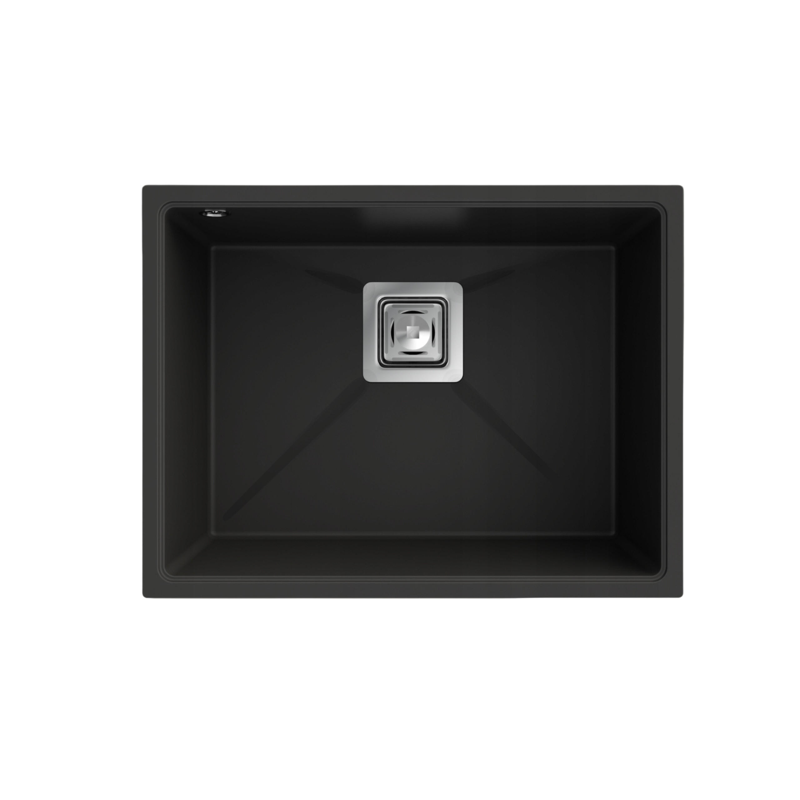 SPÜLBECKEN Napo 55 Schwarz 3-tlg. 55/42 cm Unterbau Granitkomposit mit Siphon - Schwarz, Stein (55/42/20cm) - Granitan