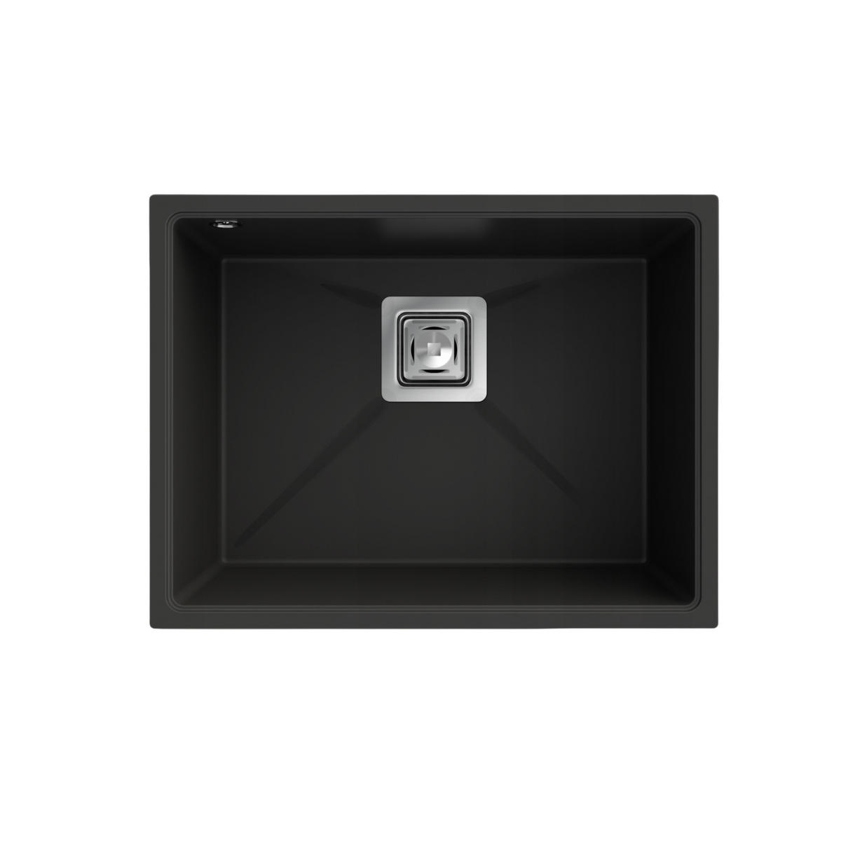 SPÜLBECKEN Napo 55 Schwarz 3-tlg. 55/42 cm Unterbau Granitkomposit mit Siphon - Schwarz, Stein (55/42/20cm) - Granitan