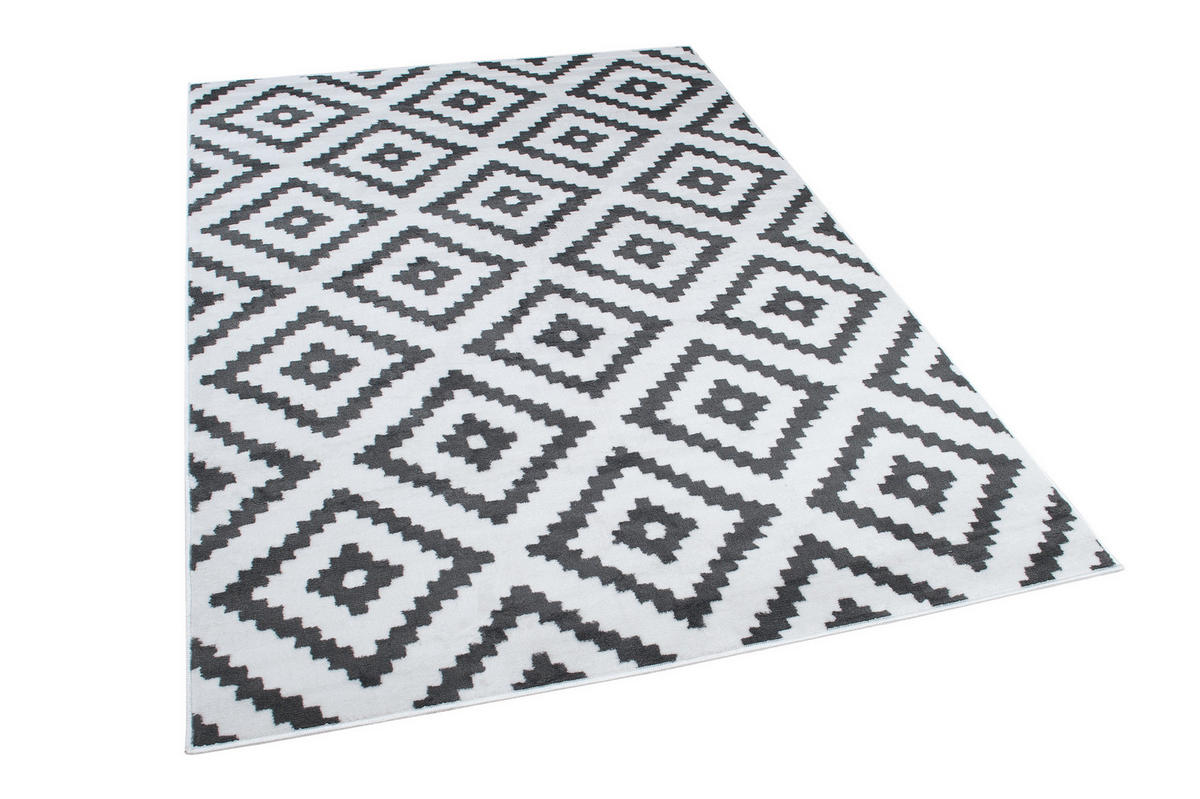 TEPPICH LUXURY Weiß Marokkanisch Karo 140/200 cm - Weiß, Textil (140/200cm) - Tapiso