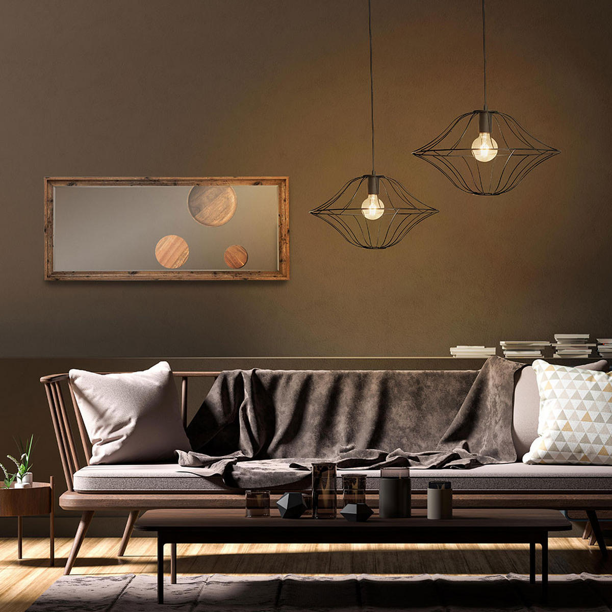 HÄNGELEUCHTE AMOS Gitteroptik Schwarz - Schwarz, Metall (26/46/150cm) - Nowa