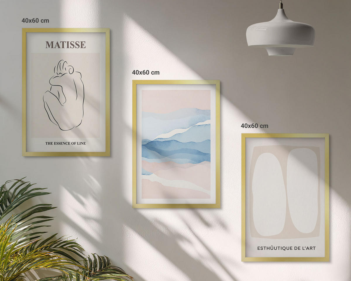 BILDER SET 3er Set - 40x60 cm Goldrahmen - Matisses abstrakte Formen - Goldfarben, Kunststoff (40/60cm) - TULUP