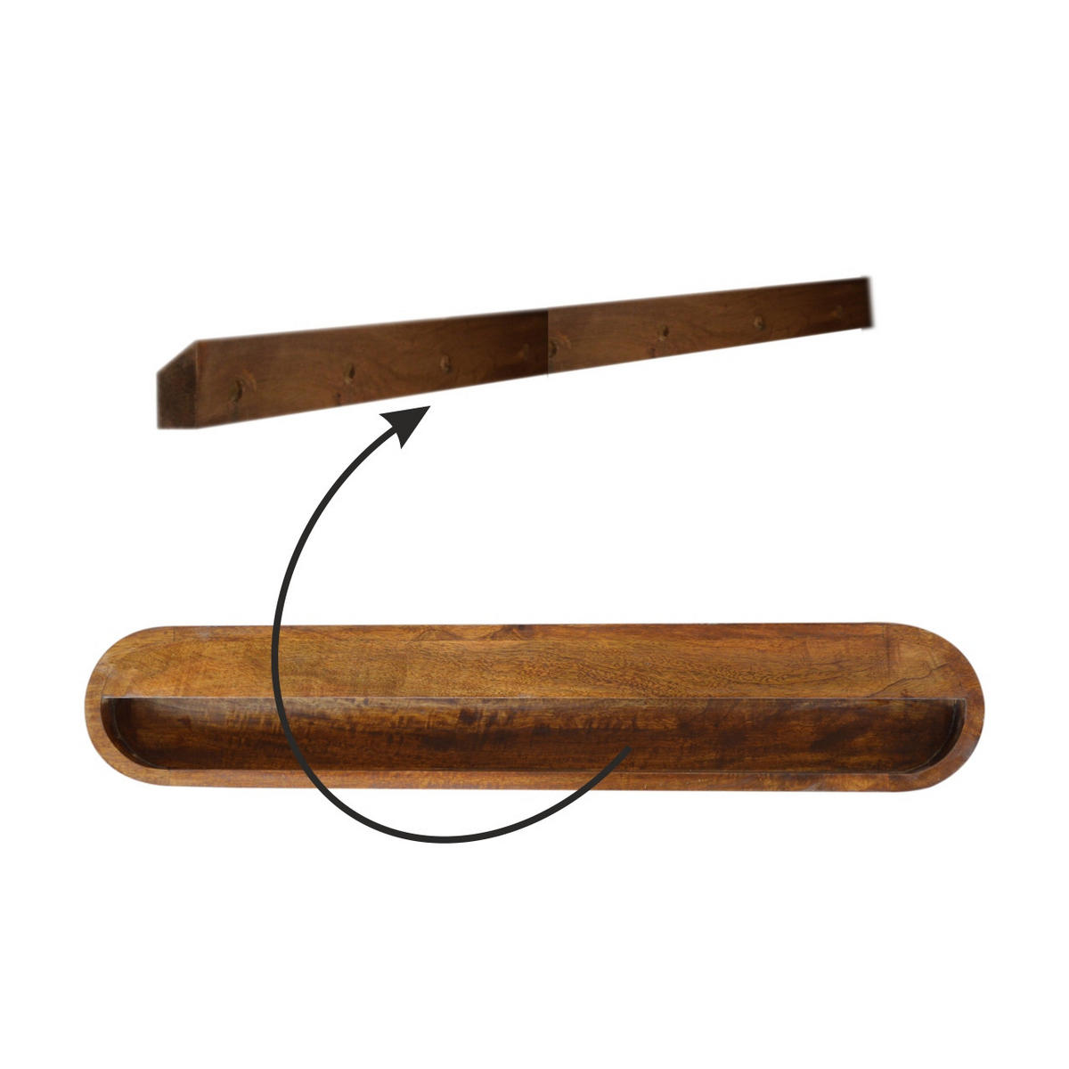 WANDKONSOLE mit Kastanienholz-Finish - Messingfarben/Braun, Holz/Metall (80/15/32cm) - Artisan Furniture