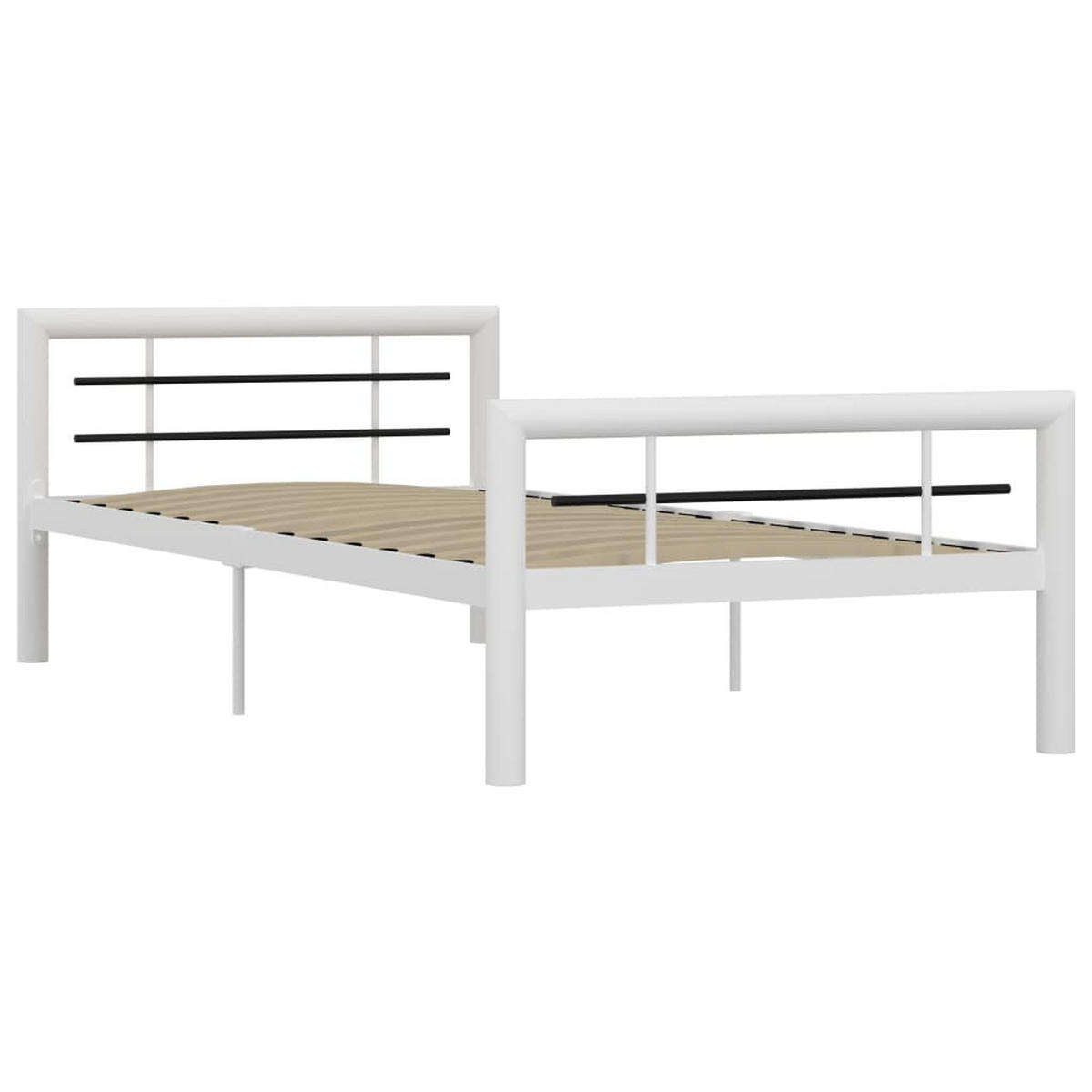 BETTGESTELL Weiss Und Schwarz Metall 100/200 Cm - Weiß, Metall (100/200cm) - vidaXL