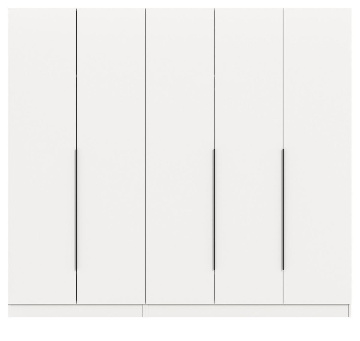 KLEIDERSCHRANK weiß 5-türig 200 x 181 cm, Drehtürenschrank mit zusätzlichen Einlegeböden - Schwarz/Weiß, Holzwerkstoff/Kunststoff (200/181/52cm) - Inn.Furn
