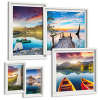BILDER SET 5er Set - 50x50 cm & 20x30 cm & 40x60 cm Weißer Rahmen - Seen- und Berglandschaft Łódź - Weiß, Kunststoff (40/60cm) - TULUP
