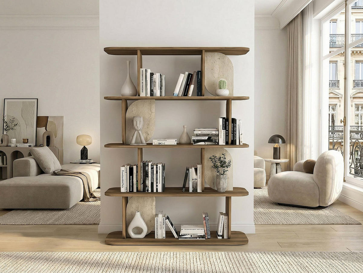 REGAL - 120 cm x 40 cm - holz - naturfarben dunkel, beige Neleria - Beige/Naturfarben, Holz (120/160.5/40cm) - Vente-Unique