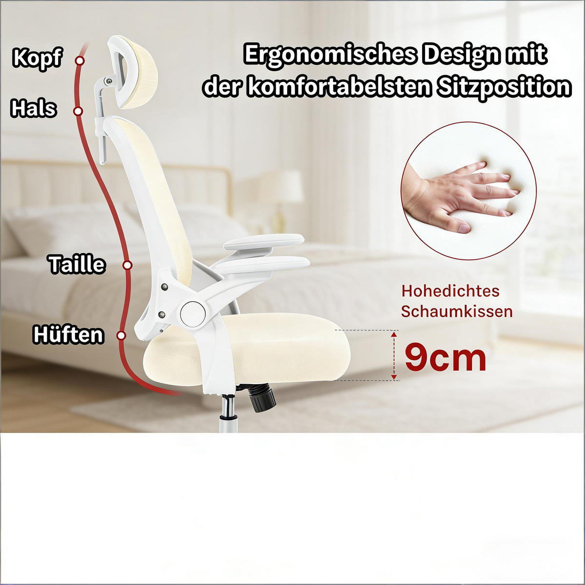 BÜROSTUHL Beige 63,5/47/117,5 cm - Beige, Metall (63.5/117.5/47cm) - PANGIVO