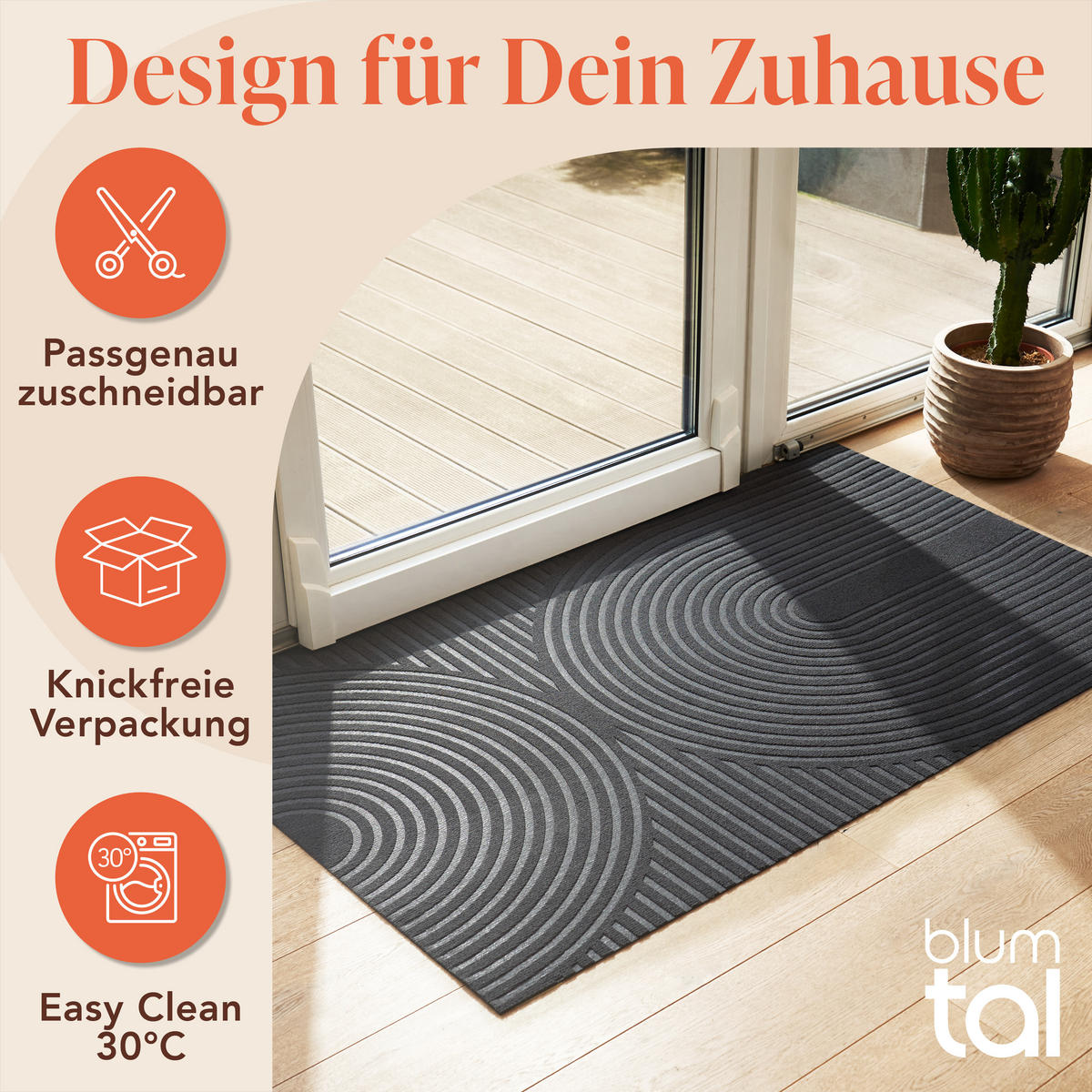 FUSSMATTE 60/90 cm Anthrazit - Anthrazit, Textil (60/90cm) - Blumtal