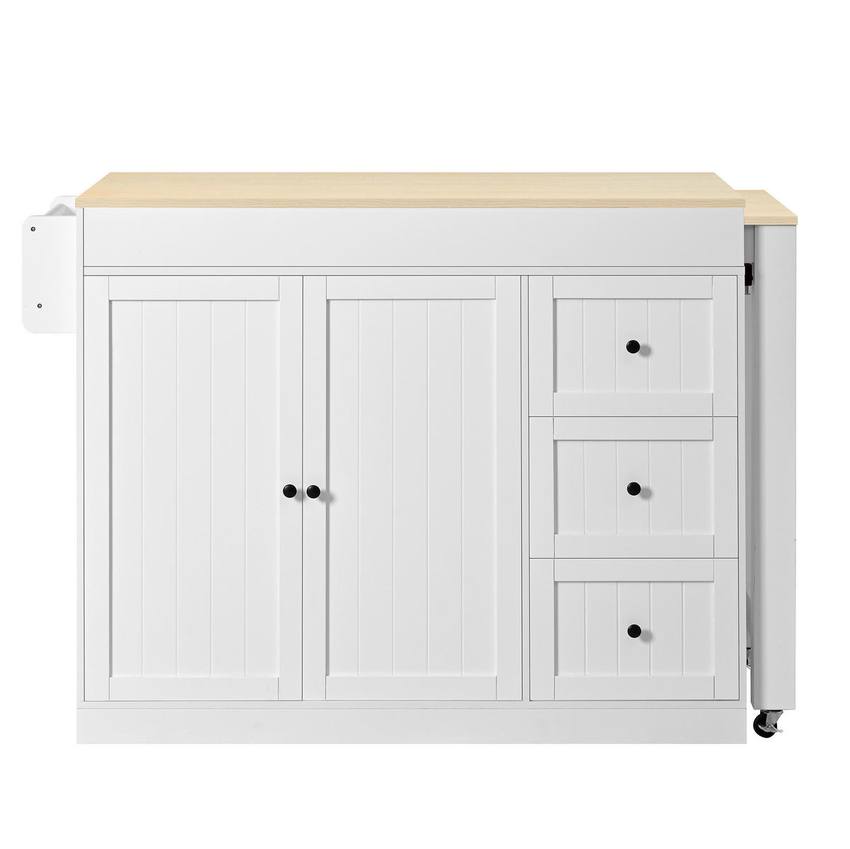 KÜCHENINSEL 112-186,8/45/93 cm aus MDF mit ausziehbarer Arbeitsplatte Weiß - Weiß, Holzwerkstoff (130/93/45cm) - Modenvie