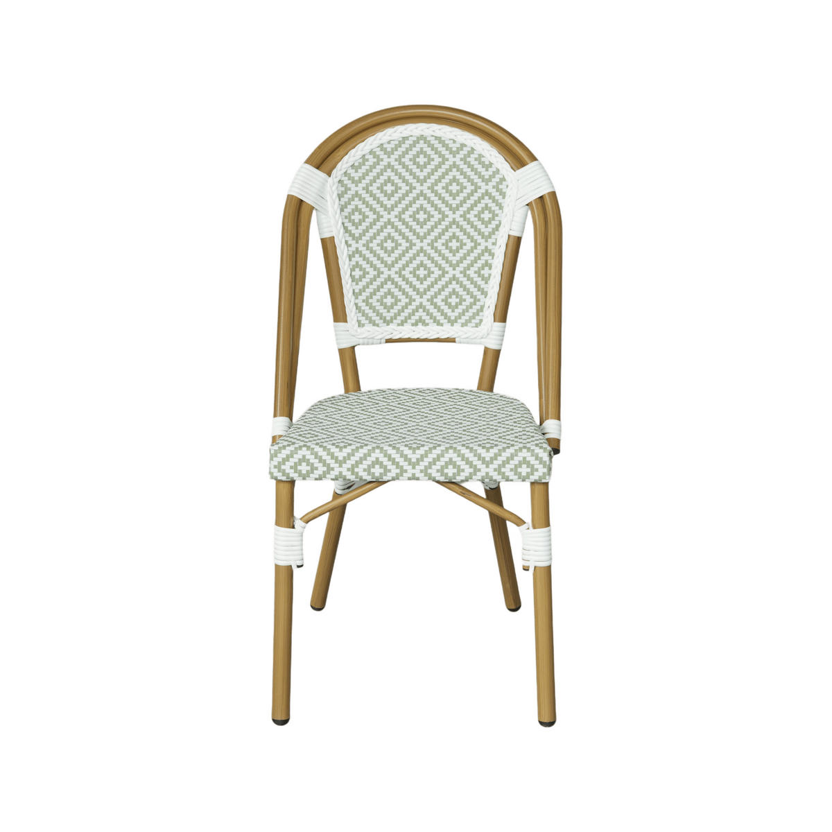 GARTENSTÜHLE Stapelbare Schefflera Weiß Grün 2er-Set - Braun, Metall (45/85/57cm) - Mobili Rebecca