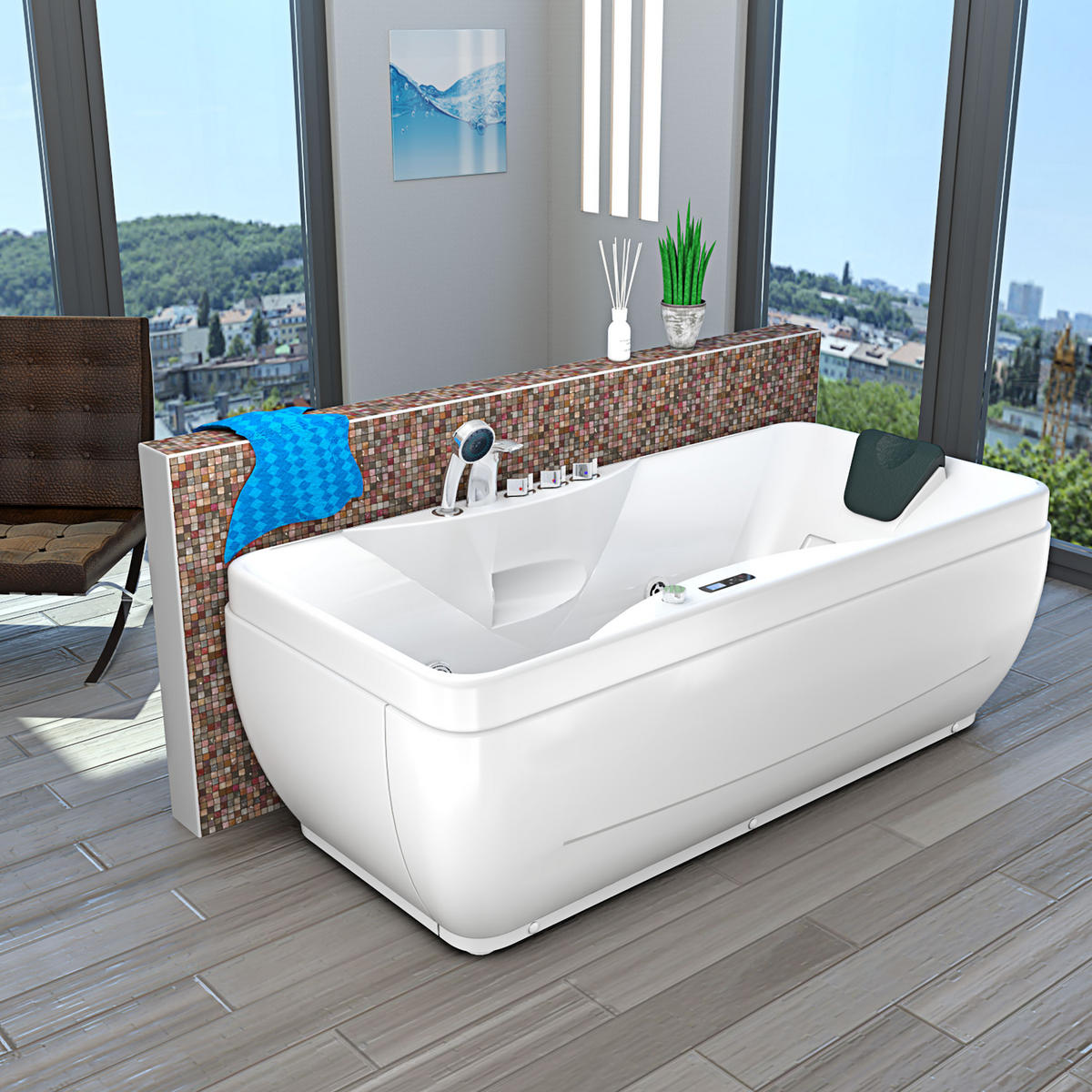 WHIRLPOOL Pool Badewanne Wanne W49-PR 170x80cm - Weiß, Glas/Kunststoff (80/56/170cm) - AcquaVapore by Sandra Jentho