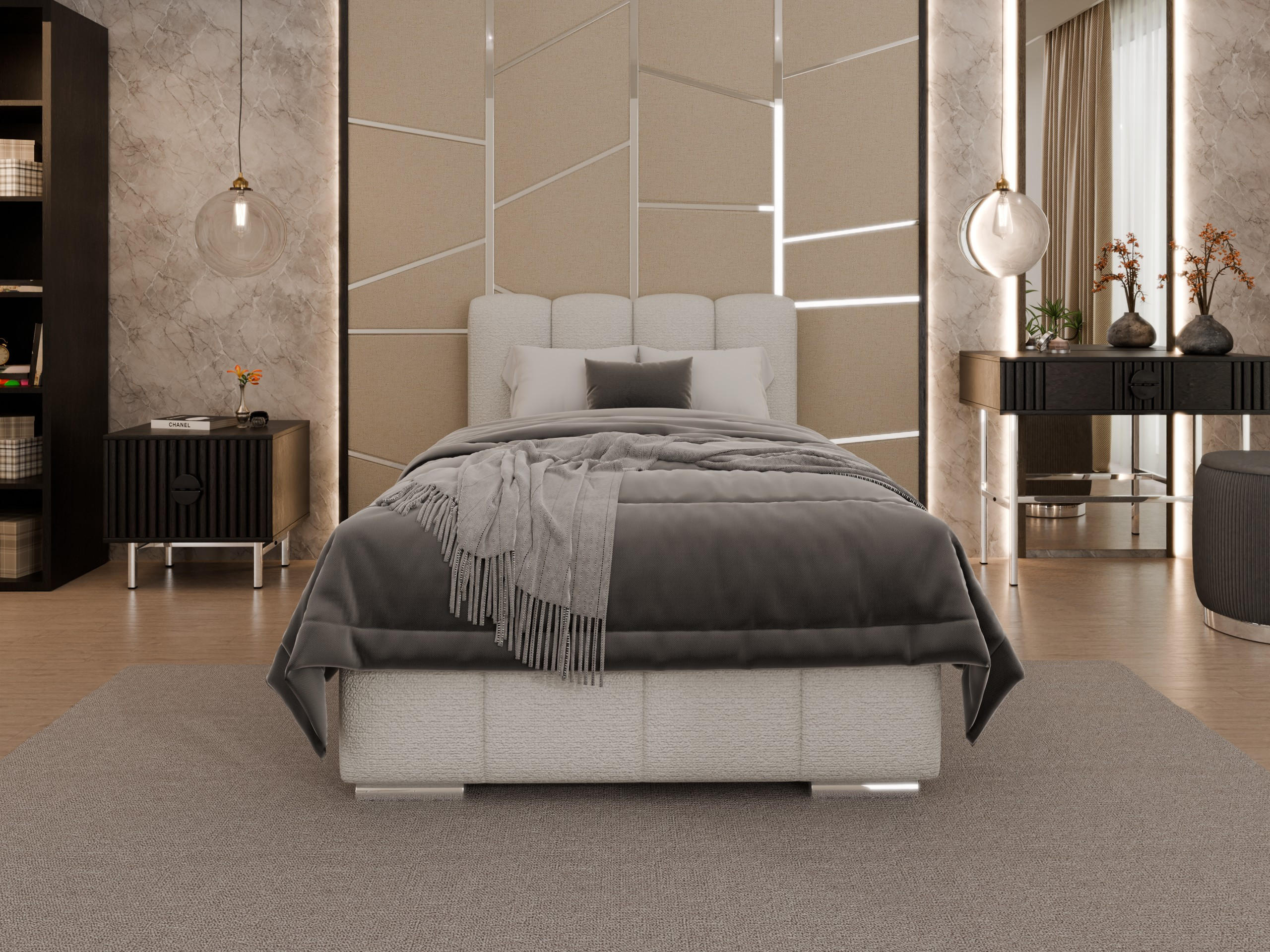 POLSTERBETT Zaira 100x200cm – Elegantes Polsterbett für modernen Wohnstil , ohne matratze, cappuccino - Cappuccino, Holz (100/200cm) - Panda Möbel