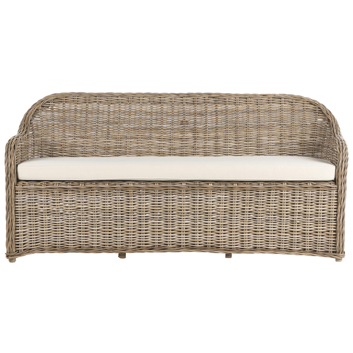 TRÄDGÅRDSSOFFA 3-sits naturfärgad Susua - Vit/Naturfärgad, Naturmaterial (189/87/66cm) - Beliani