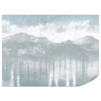 FOTOTAPETE für Schlafzimmer Blaue Berglandschaft Nebel Modern Vintage Himmel 500x350 - Grau, Papier (500/350cm) - Muralo