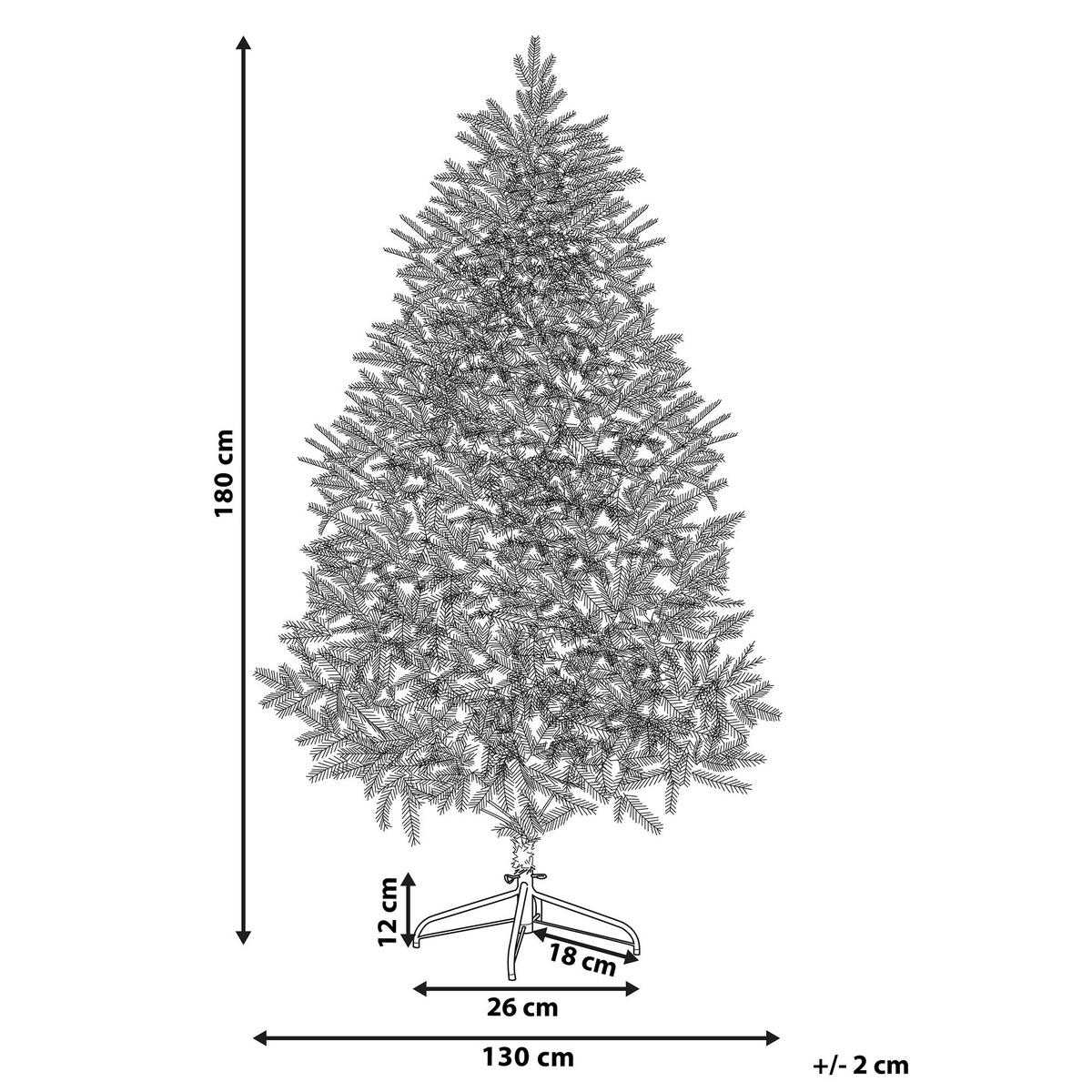 WEIHNACHTSBAUM 180 cm Weiß Bassie - Weiß, Kunststoff (180cm) - Beliani