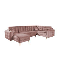 WOHNLANDSCHAFT mit Schlaffunktion, beidseitig montierbar - Rosa/Pinienfarben, Holz/Textil (326/92/202cm) - Eltap