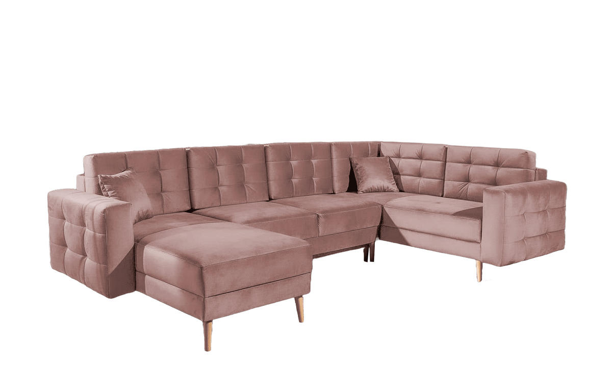 WOHNLANDSCHAFT mit Schlaffunktion, beidseitig montierbar - Rosa/Pinienfarben, Holz/Textil (326/92/202cm) - Eltap