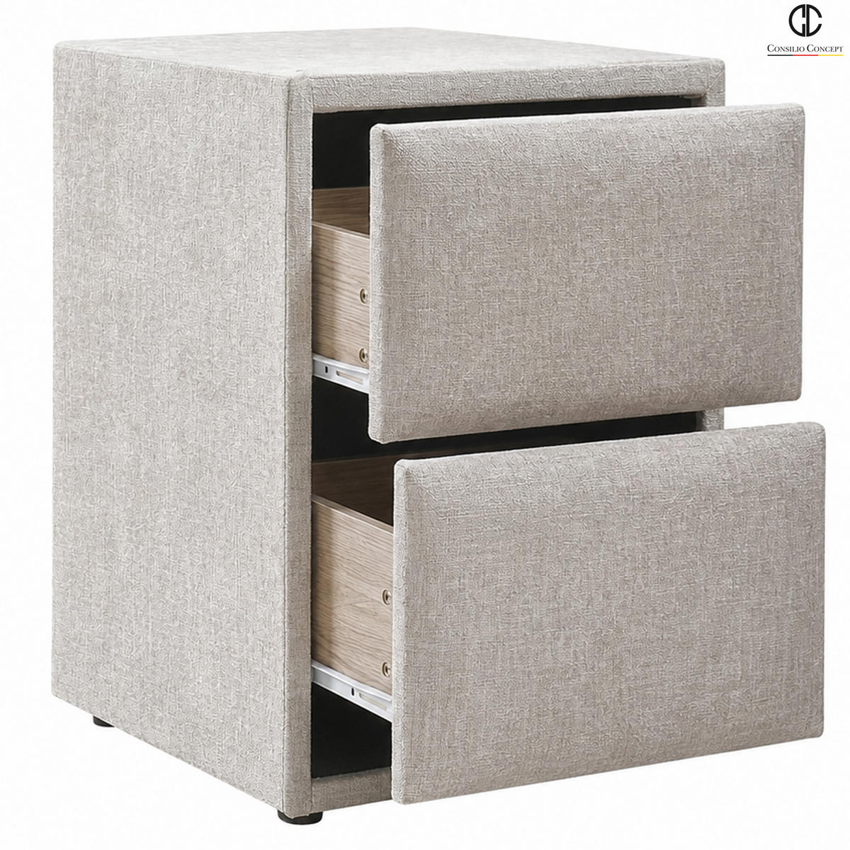 NACHTTISCH LISBOA 45/45/60 cm, Taupe, zwei Schubladen - Taupe/Schwarz, Holz/Kunststoff (45/60/45cm) - Consilio Concept