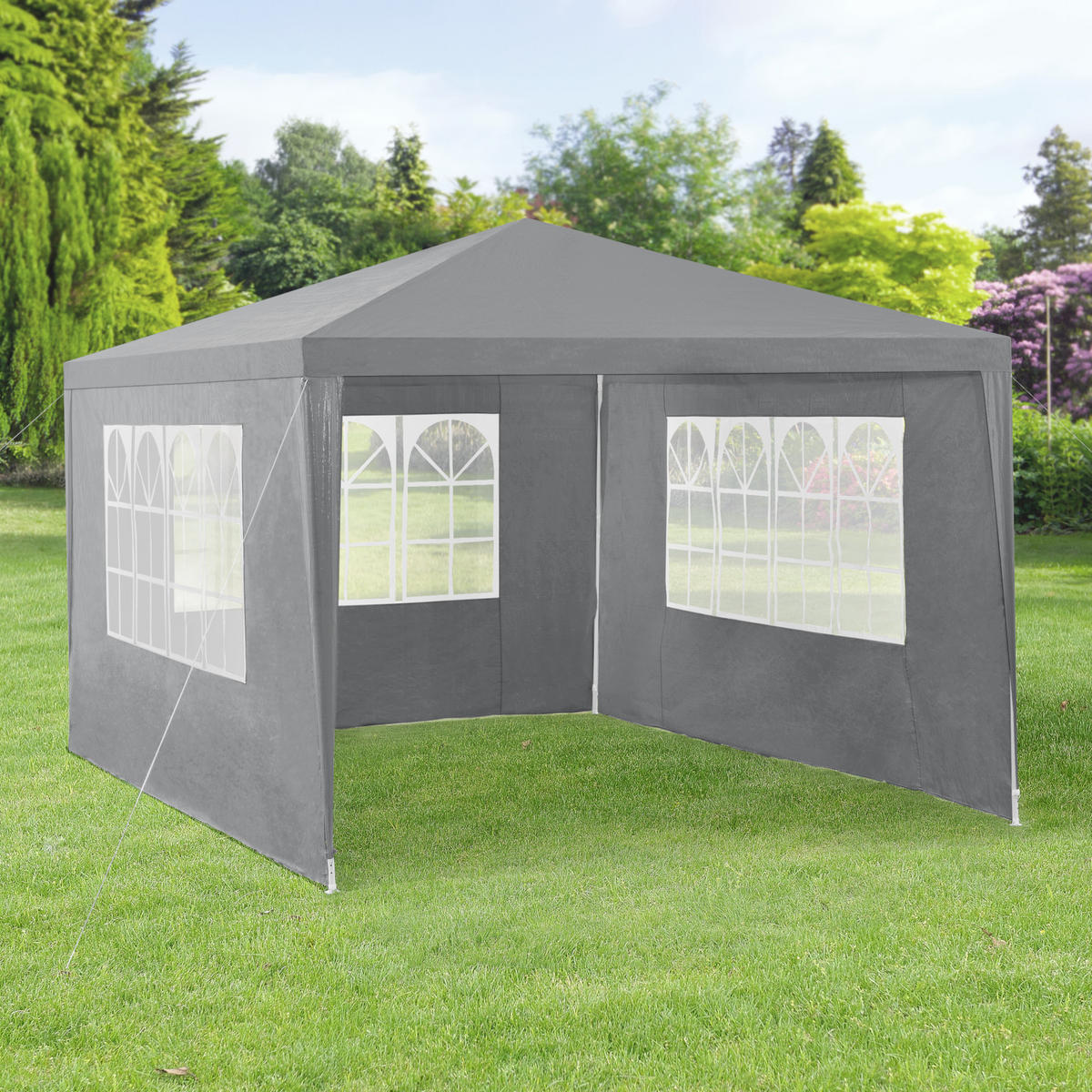 PARTYZELT Wedau - Dunkelgrau, Kunststoff/Metall (400/255/300cm) - casa.pro