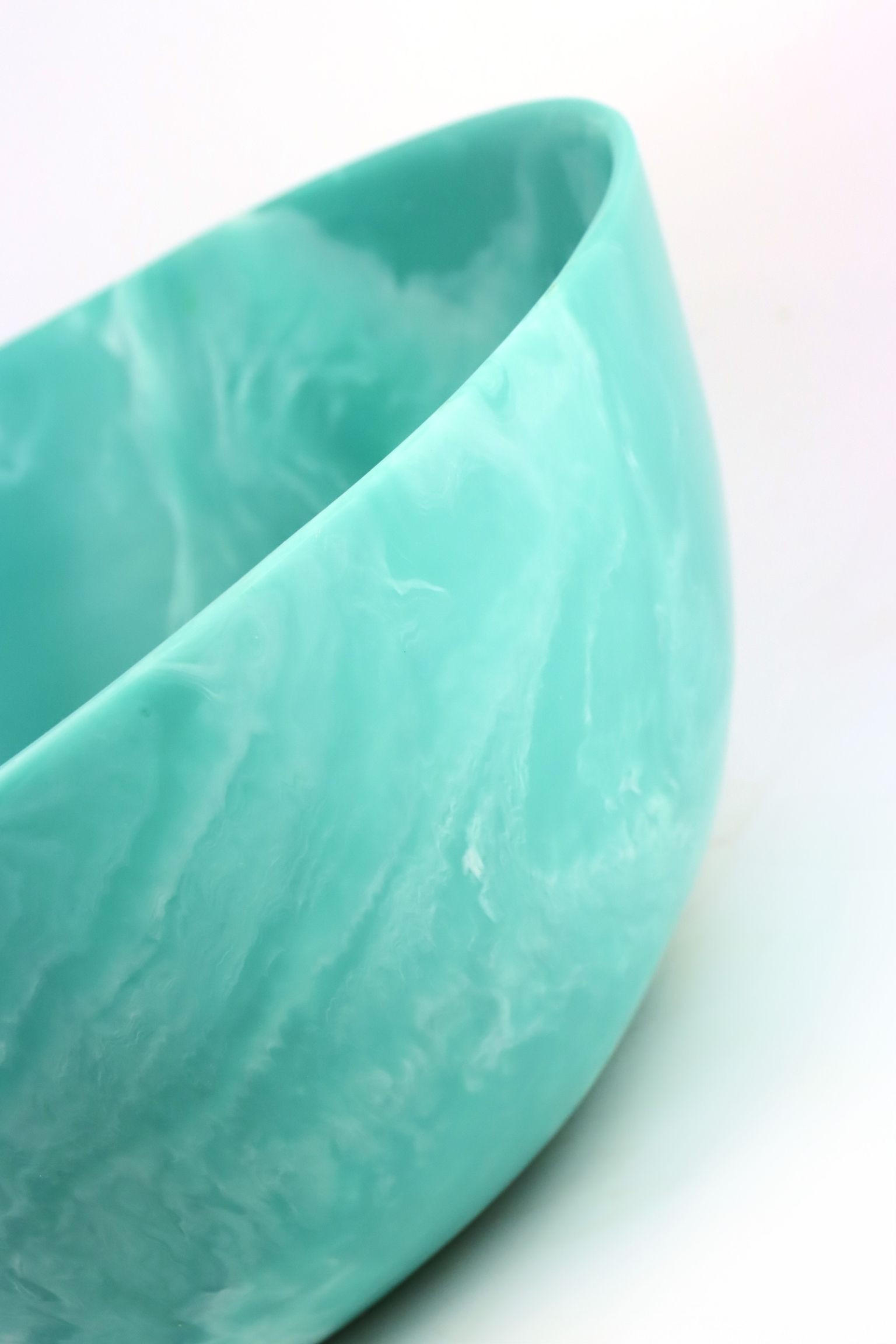 SCHALE Alabaster petrol Resin - Blau, Kunststoff (33.5/14.5/33.5cm) - FURNARO