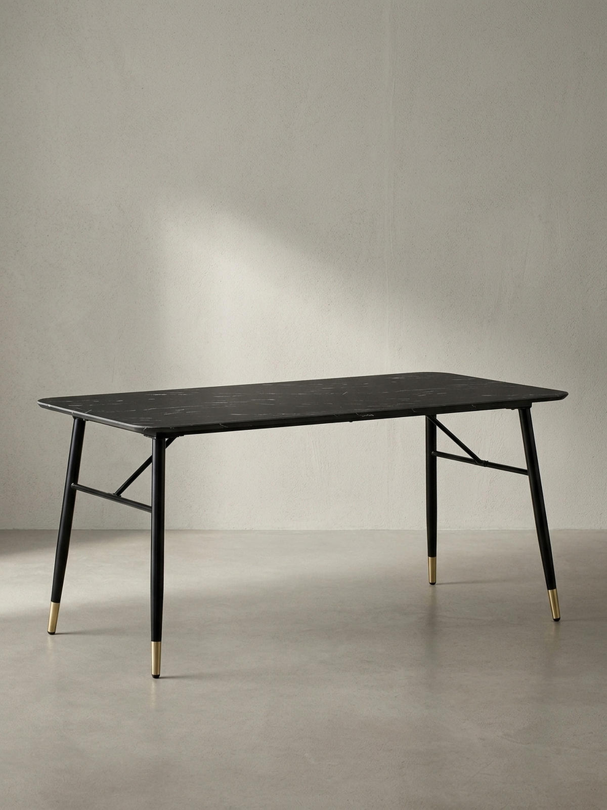 ESSTISCH Marmoroptik Metall Rechteckig Modern Klein, Schwarz 120x60x76 cm - Goldfarben/Schwarz, Holzwerkstoff/Metall (60/120/76cm) - KADIMA DESIGN