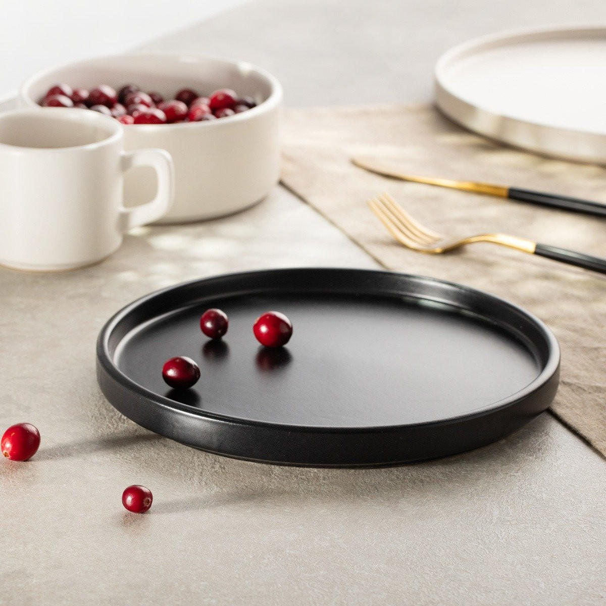 DESSERTTELLER Famelio schwarz 21 cm 6er-Set - Schwarz, Keramik (21cm) - Homla