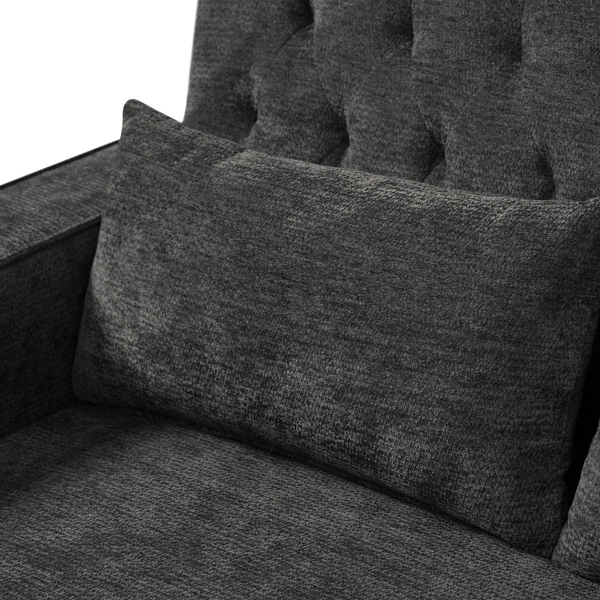2-SITZER SCHLAFSOFA Chenille Grau mit 2 Kissen und USB-Anschlüssen - Grau, Holzwerkstoff/Kunststoff (140/84/137cm) - WISHDOR