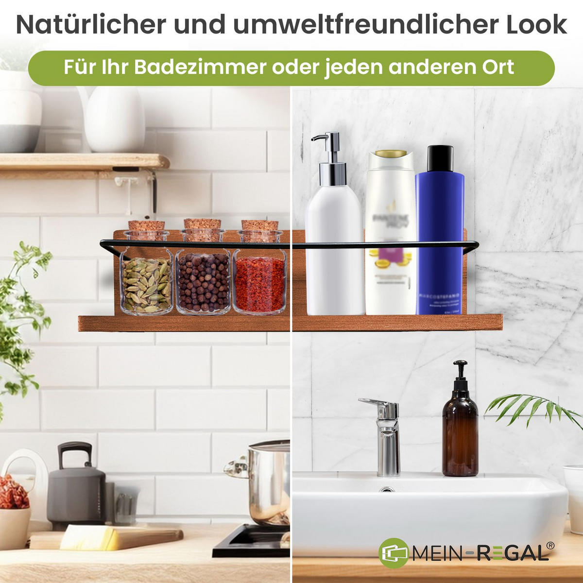 WANDREGAL KIM Massivholz 2er-Set - Braun, Holz (10/10/40cm) - Mein-Regal