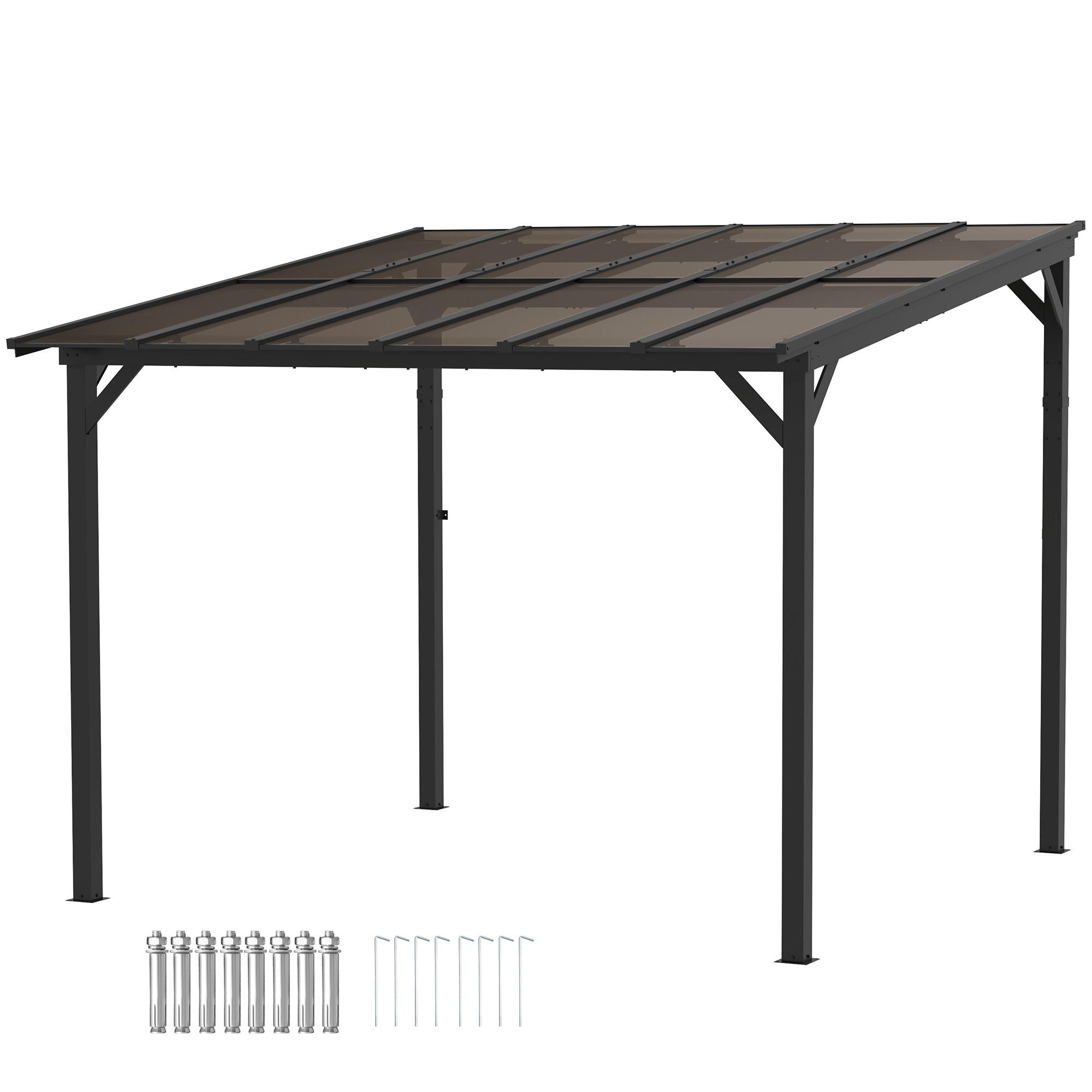 PERGOLA Metall ca. 3x3m - Dunkelgrau, Kunststoff (294/258/306cm) - Outsunny