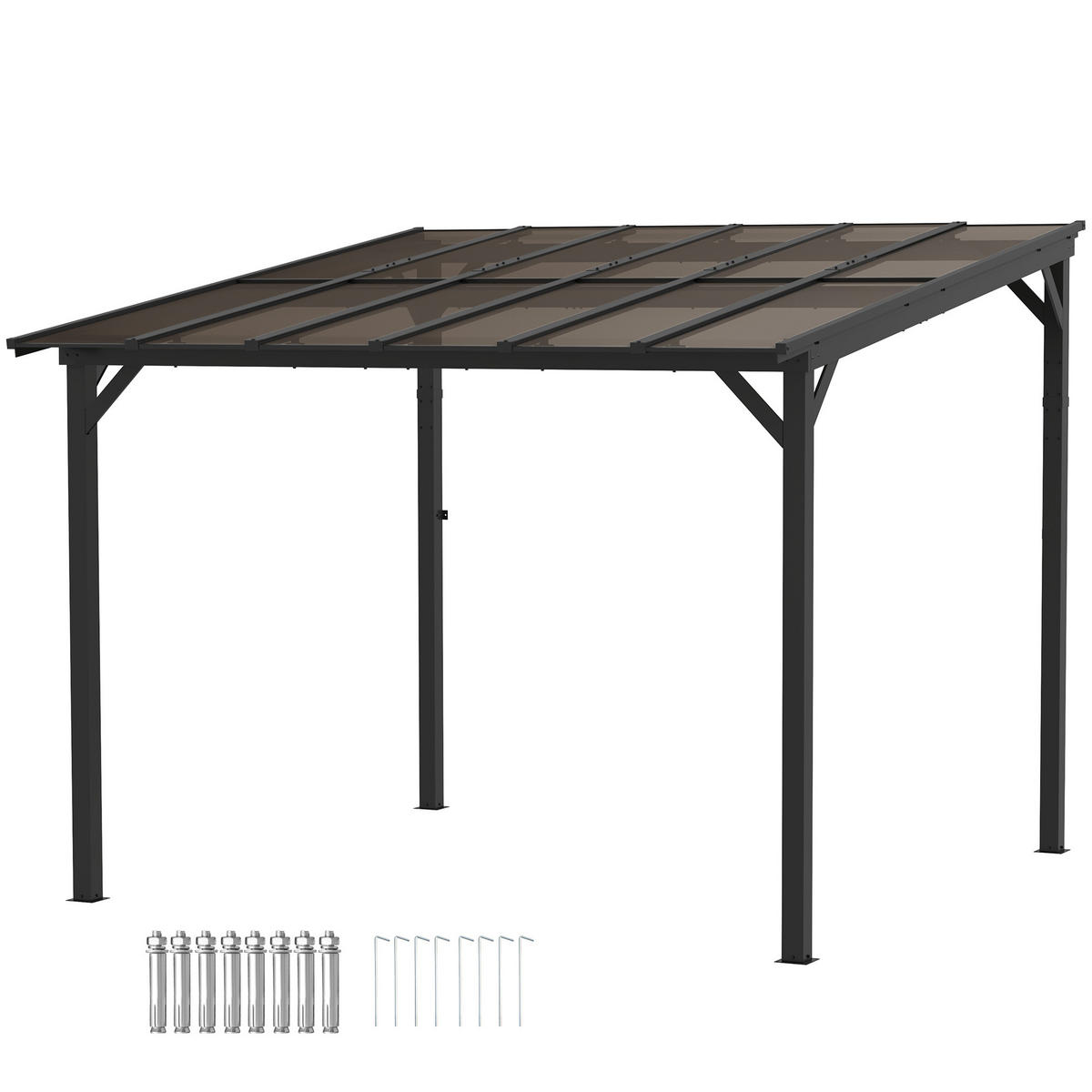 PERGOLA Metall ca. 3x3m - Dunkelgrau, Kunststoff (294/258/306cm) - Outsunny