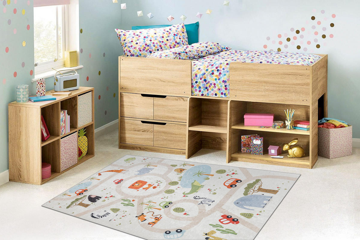 BAMBINO 1165 umývací koberec Zoologická záhrada pre deti protišmykový - béžová 140/190 cm - béžová, textil (140/190cm) - rugsX