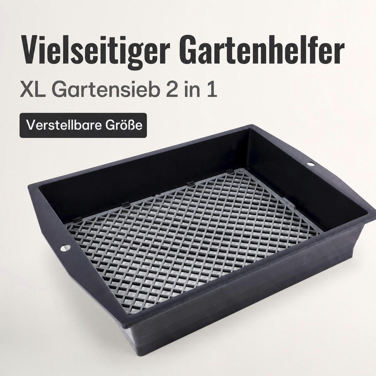 XL Gartensieb 2 in 1 anpassbar - Schwarz, Kunststoff (29/11/40cm) - Westfalia