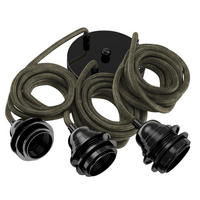 PENDELLEUCHTE Hang 3 Flammig Retro - Grün, Naturmaterialien (250/1/250cm) - HOOPZI