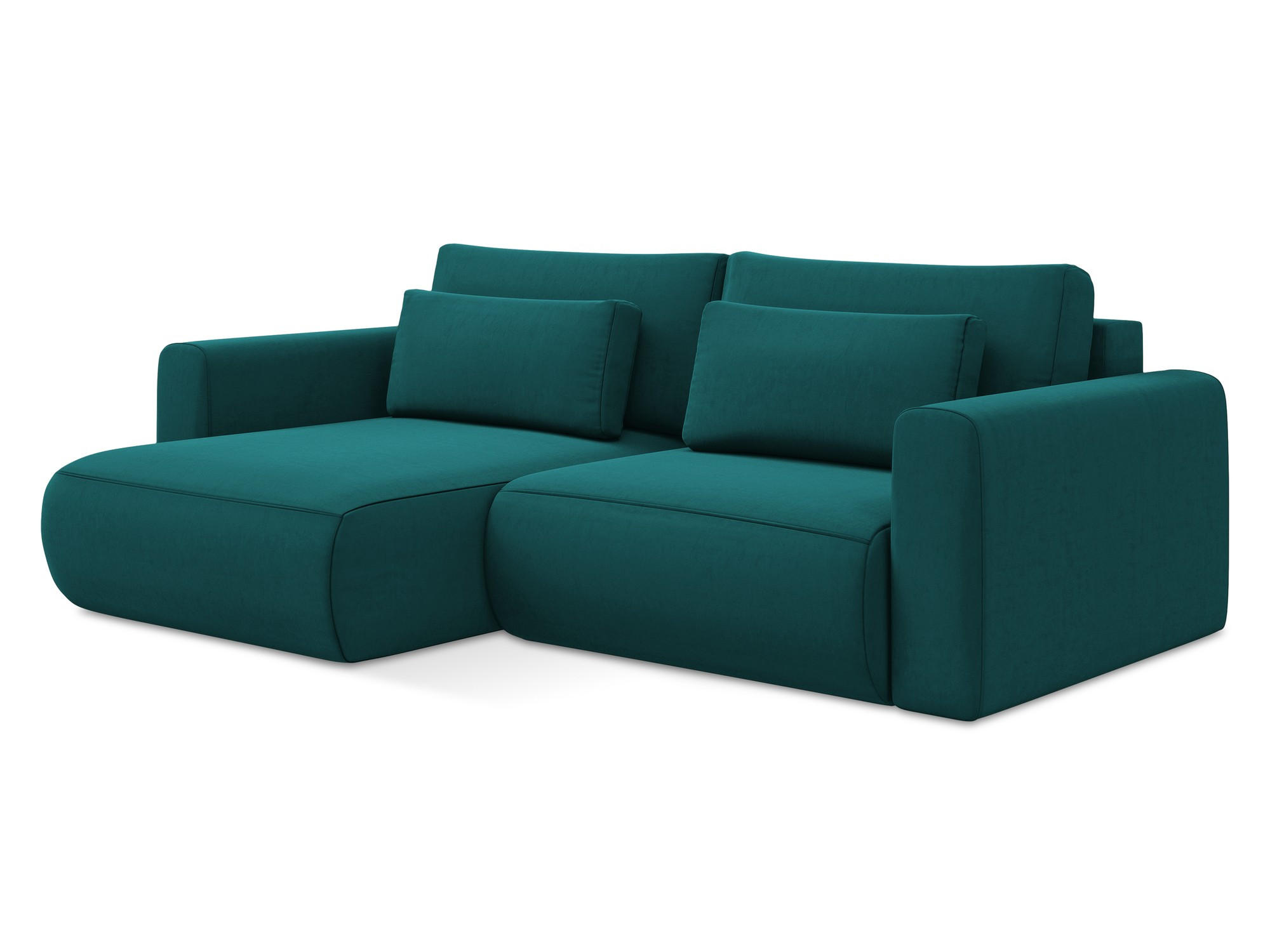 ECKSOFA mit Schlaffunktion Samt Stoff Blau - Blau/Petrol, Kunststoff/Textil (149/240cm) - Makamii