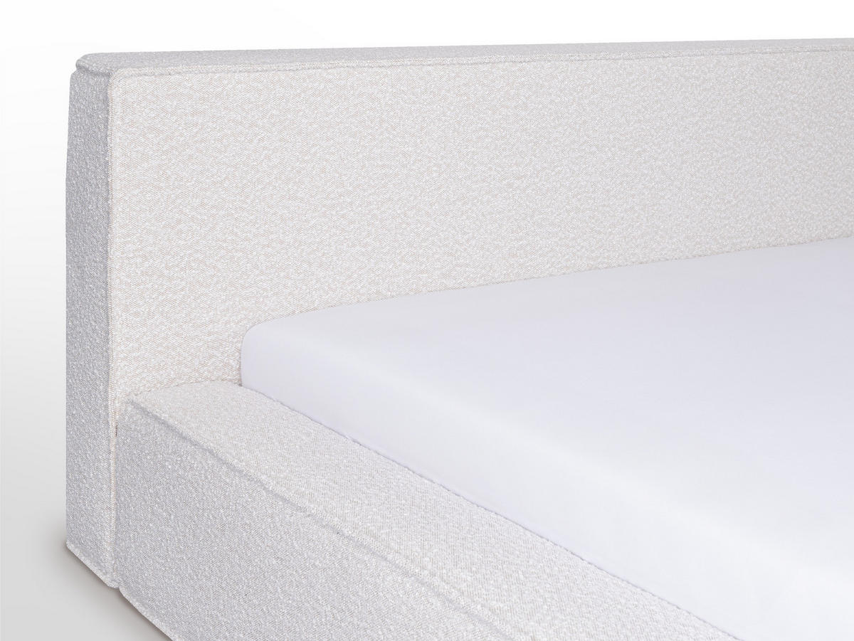 POLSTERBETT Tulu Hellbeige 180/200 cm Boucle mit Bettkasten - Beige, Textil/Metall (180/200cm) - wonello