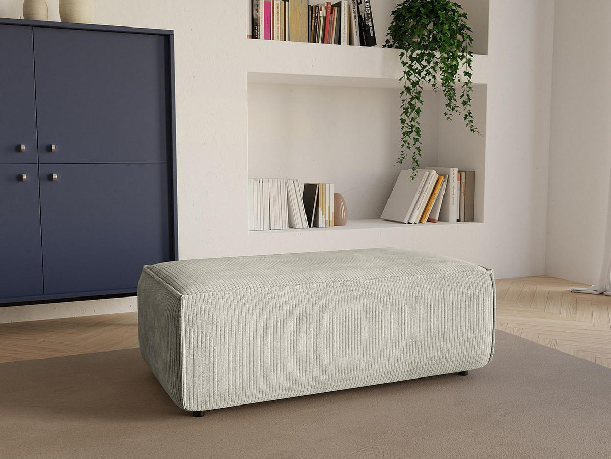 SITZHOCKER - 1 Person - Samt, Stoff - Beige AMELIA - Beige, Textil (102/42/69cm) - Vente-Unique