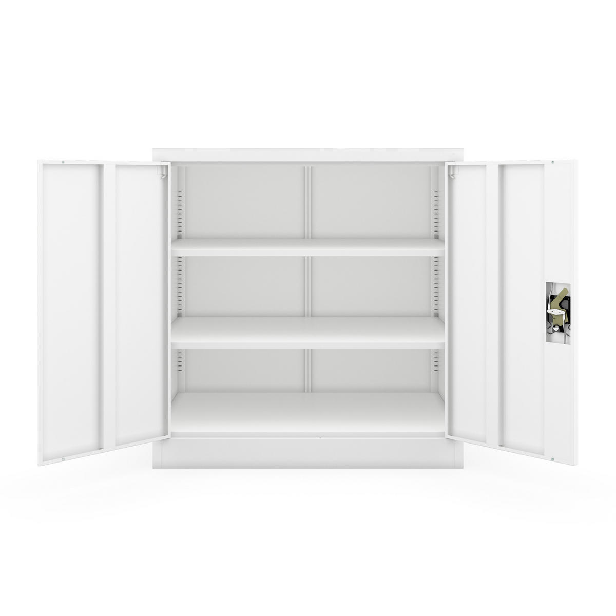 METALLSCHRANK mit Schloss für Büro und Werkstatt BEATA D600 - Weiß, Metall (93/90/60cm) - Jan Nowak