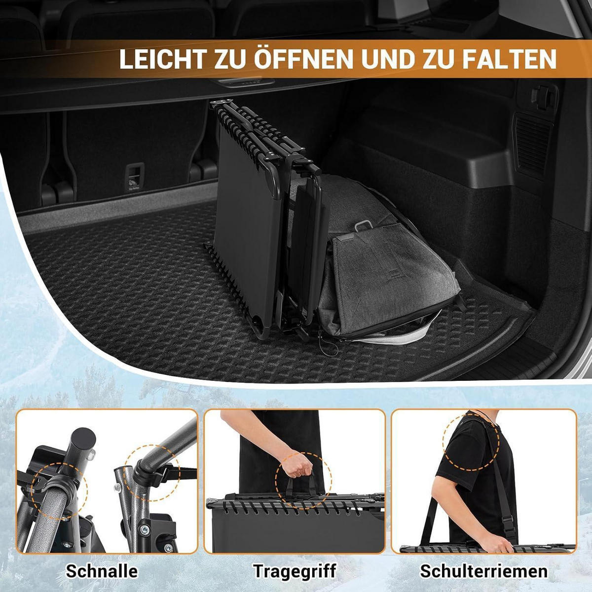 CAMPINGLIEGE mit Auflage verstellbar 5-fach Grau - Grau, Textil (59/37/190cm)