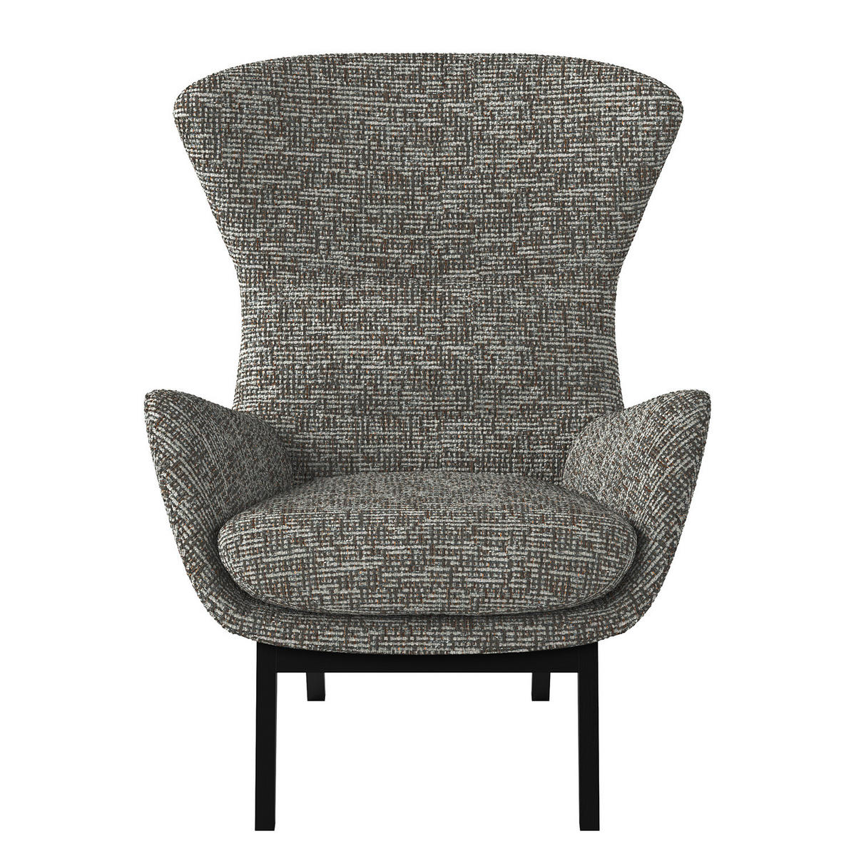 SESSEL mit Holzfüßen - Schwarz/Grau, Birkenholz/Textil (84/99/96cm) - home24