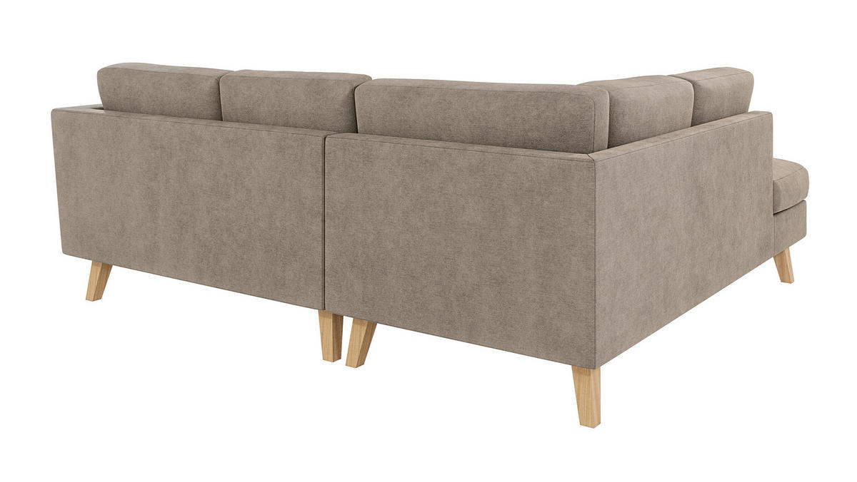 ECKSOFA Mario Dunkelbeige Microfaser - Beige/Naturfarben, Buchenholz/Textil (221/186cm) - S-Style Möbel