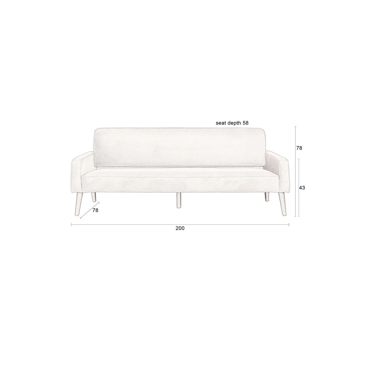 SOFA 2-SITZER Preston Beige - Beige, Textil (84/78/200cm) - Dutchbone