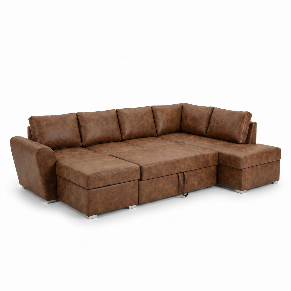 ECKSCHLAFSOFA, Stefan, Braun, Kunstleder, links, 203 x 160 x 85 cm - Braun, Leder/Textil (203/160cm) - ebuy24