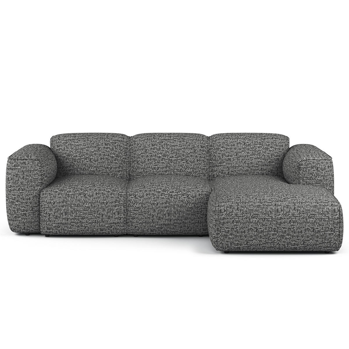 3-SITZER ECKSOFA mit Longchair - Schwarz/Grau, Kunststoff/Textil (251/173cm) - home24
